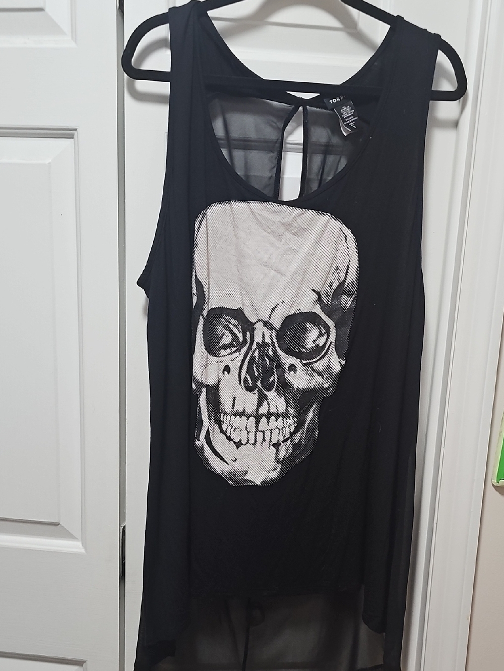 Torrid Black Skull, Back Sheer Detail Tunic Top